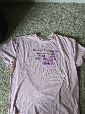 Light Pink Graphic Tee with Purple Snack Design